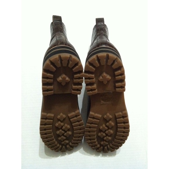 MADEWELL WOMEN'S IVY CHELSEA BROWN LEATHER CROC EMBOSSED ANKLE BOOTS SIZE: 8 - Picture 5 of 10